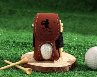 Bolsa de pelota de golf de cuero, bolsa de pelota de golf personalizada, accesorios de golf, bolsa de golf grabada, regalo de golf para él, pelota de golf y soporte para camiseta
