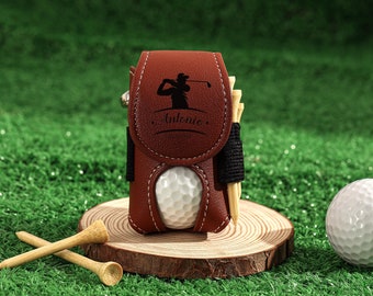 Borsa per palline da golf in pelle, Borsa per palline da golf personalizzata, Accessori da golf, Borsa da golf incisa, Regalo da golf per lui, Porta pallina da golf e Tee