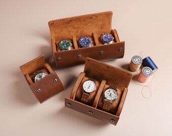 Rollo de caja de reloj de cuero de lujo para relojes, Caja de reloj de cuero personalizada, Caja de reloj de viaje, Regalos del Día del Padre para hombres, Regalo para papá