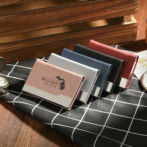 Personalisierter Visitenkartenhalter, Graviertes Leder Kartenetui mit Namen, Leder Geschäftsmann Geschenk für Männer/Frauen, Büro Geschenk