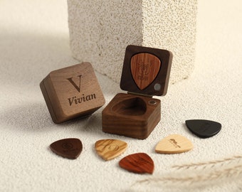 Personalized Guitar Pick Box, Custom Wooden Guitar Picks Box, Wooden Guitar Pick Organizer, Music Gift, Valentine's Gift