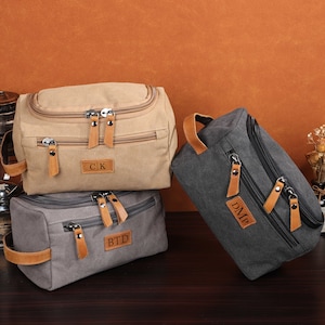 Sac de toilette en toile, sac de lavage personnalisé pour hommes, sac de voyage monogramme cadeau de la fête des pères, cadeau pour lui, cadeau Groomsman