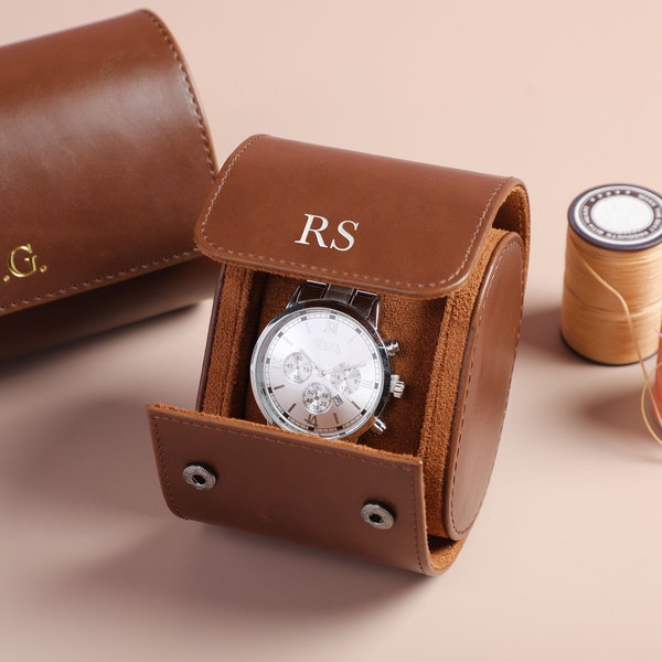 Personalisierte Leder-Uhrenetui, Reise-Uhrenbox, Luxus-Leder-Uhrenetui Rolle für Uhren, Vatertag Geschenke für Männer, Geschenk für Papa