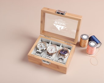 Personalisierte 3Slots Uhrenbox für Männer, benutzerdefinierte Uhr Aufbewahrungsbox, Uhr Veranstalter, Groomsmen Geschenke, Geschenk für ihn