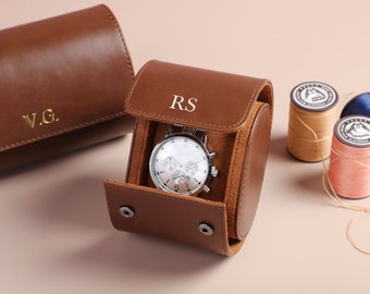 Custodia per orologi in pelle personalizzata, scatola per orologi da viaggio, custodia per orologi in pelle di lusso per orologi, regali per la festa del papà per gli uomini, regalo per papà