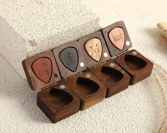 Boîte de choix de guitare en bois personnalisée, boîte de choix de guitare personnalisée, organisateur de choix de guitare en bois, cadeau de musique, cadeau de Saint-Valentin