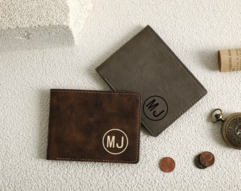 Gravierte Brieftasche für Männer, individuelle Brieftasche mit Monogramm, personalisierte Brieftasche, Geschenk für ihn, Bräutigam Geschenk