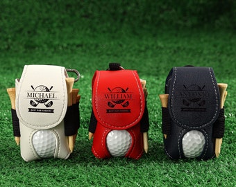 Bolsa de pelota de golf personalizada, bolsa de pelota de golf de cuero, accesorios de golf, bolsa de golf grabada, regalo de golf para él, pelota de golf y soporte para camiseta