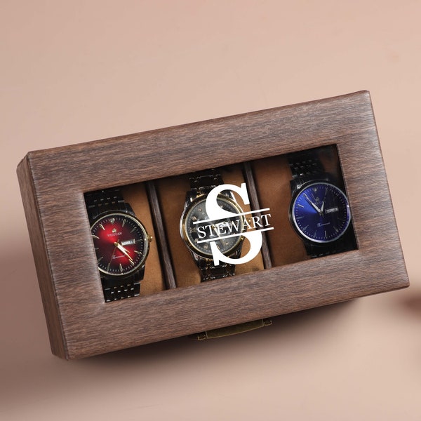 Personalisierte Uhrenbox aus Holz für Männer, Uhrenbox aus Holz, Uhrenaufbewahrung, Uhrenorganisator, Geschenk für den besten Mann