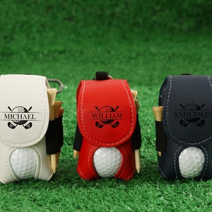 Sac de golf personnalisé, sac de golf en cuir, accessoires de golf, sac de golf gravé, cadeau de golf pour lui, porte-balles et tees de golf