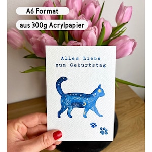 Grußkarte A6 mit Katzenmotiv, Geschenkidee mit stabilem Aquarellpapier, Glückwunschkarte, Grußkarte mit Katze, Geburtstagsgeschenk, Geschenk
