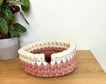 Aufbewahrungskorb Größe 23cm rosa, aus weicher Baumwolle, Geschenkkorb, Badkorb, Brotkorb, Geburtstagsgeschenk, waschbar, Weihnachtsgeschenk