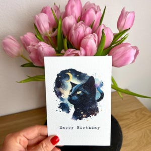 Geschenkkarte A6 mit Katzenmotiv, Geschenkidee mit stabilem Aquarellpapier | Glückwunschkarte | Grußkarte mit Katze | Geburtstagsgeschenk