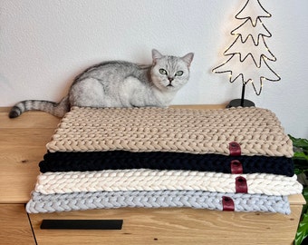 Katzen Fensterbankmatte 23x55cm, in 33 Farben, waschbar, Baumwolle, Geschenk für Katzen und Katzenliebhaber, als Sitzbankkissen nutzbar