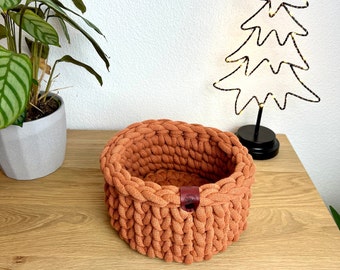 Aufbewahrungskorb 21cm, Orange, aus weicher Baumwolle, Geschenkkorb, Badkorb, Brotkorb, Geburtstagsgeschenk, waschbar, Weihnachtsgeschenk