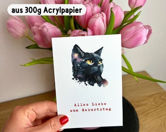 Geschenkkarte A6 mit Katzenmotiv, Geschenkidee mit stabilem Aquarellpapier | Dankeschönkarte | Grußkarte mit Katze | Geburtstagsgeschenk