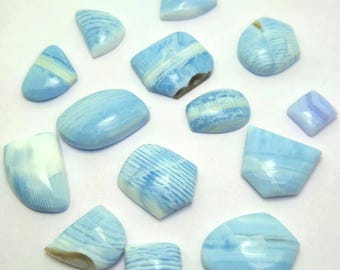 Blue Lace Agate Cabochons ( 14 Pcs ) Lot