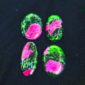 Tempting Ruby Zoisite Oval Shape Cabochons Loose Gemstone 4 Pieces Lot For Jewelry Making.