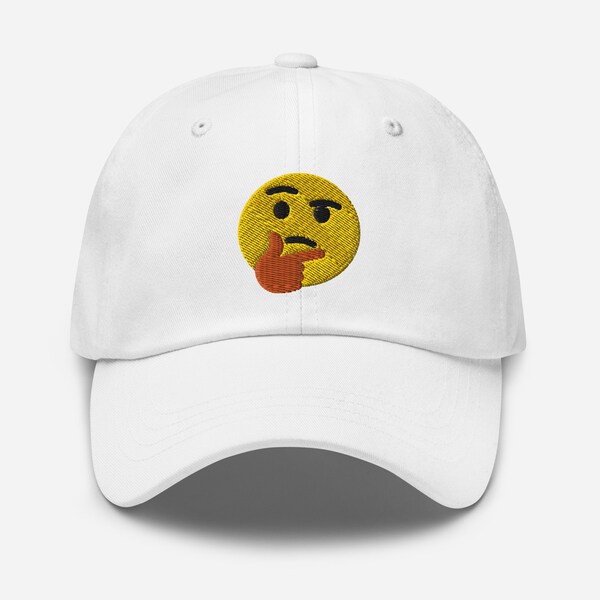 Thinking emoji hat, full color embroidered, dad hat, 100% Chino Cotton Twill, Unisex Thoughtful Hat, Think hat for men women, emoji hat