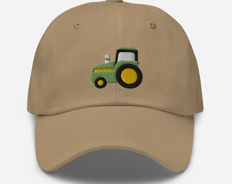 Tractor hat, full color embroidered, dad hat, 100% Cotton, Farmer Gift Hat, Tractor Emoji hat for men, Farmer Tractor Cap, Farmer Cap Gift