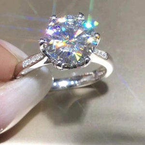 2.20 Carat White Round Cut Diamond Prong Set Hiden Halo Engagement Wedding Ring Gift For Her,Anniversery Gift,Solitiare Accent Ring,Gift
