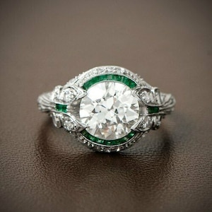 Vintage 2.40Ct White Round Cut Diamond Engagement Wedding Ring In 935 Argentium Silver,Art Deco Antique Engagement Ring, Anniversary Rings