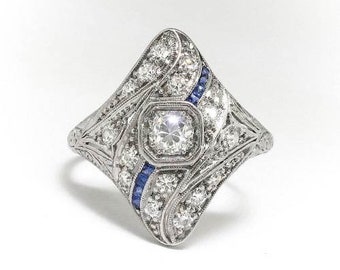 Vintage Art Deco 1,50 Ct weißer Diamant-Verlobungsring im Rundschliff aus 935er Argentiumsilber, antiker Verlobungsring im Edwardian-Stil, Damenringe