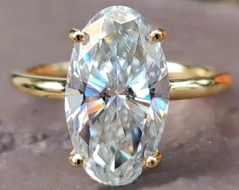 11x9mm 3.85Ct Oval Cut Lab Created Diamond Ring, Solitaire Engagement Wedding Ring in 925 Sterling Silver, Elegant Gift for Her