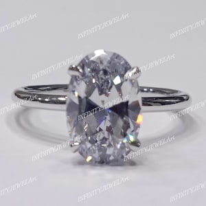 2.10 Carat White Oval Cut Diamond Engagement Ring in 925 Sterling Silver, Handmade Wedding Jewelry, Solitaire Anniversary Gift For Her,Gifts