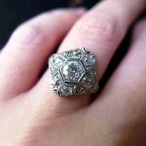 1930 Vintage 1.70Ct White Round Cut Diamond Engagement Wedding Ring In 925 Sterling Silver,Edwardian Antique Engagement Ring,Ring For Women