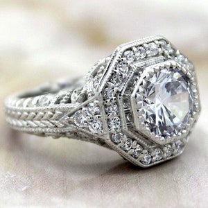 Vintage Art Deco 2.30Ct Round Cut Diamond Engagement Wedding 925 Sterling Silver Ring, Anniversary Ring Promise Ring Gift For Her,Gift Ring