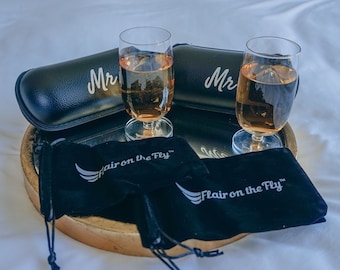 Copas de vino Mr y Mr Carry-On, copas de vino de viaje de boda gay, regalo de compromiso Mr y Mr, boda Mr and Mr, regalo de boda de novio gay