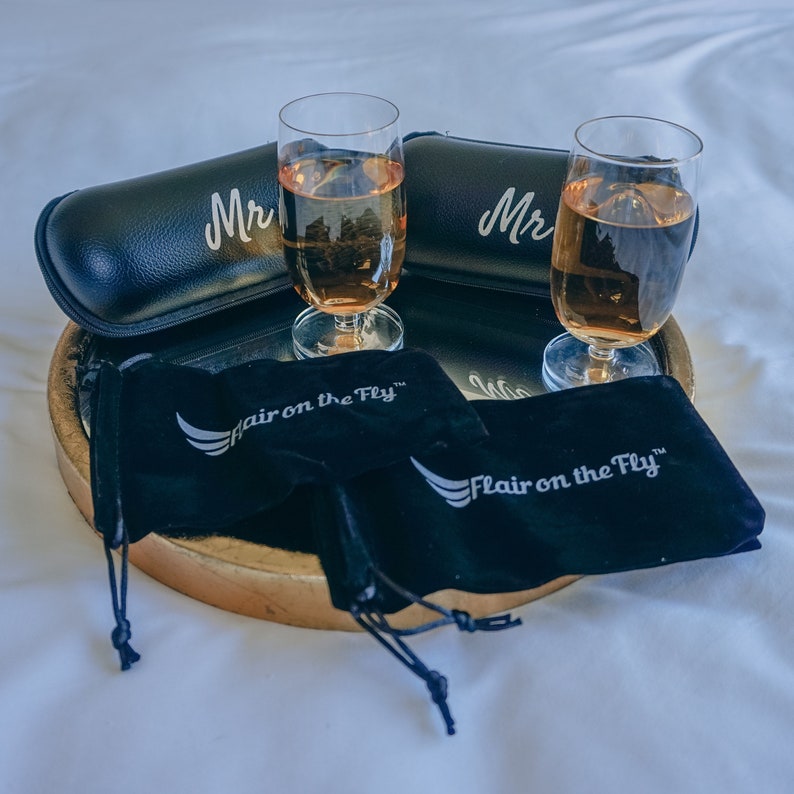 Mr and Mr Carry-On Wine Glasses, Gay Wedding Travel Wine Glasses, Mr and Mr Engagement Gift, Mr and Mr Wedding, Gay Groom Wedding Gift image 1