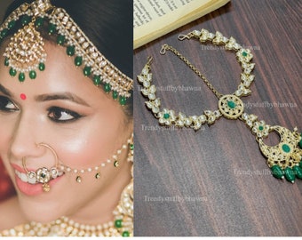 Kundan MathaPatti/ Mathapatti/ Polki Damini/ gold Maang tikka/ Indian Bridal Jewelry/ Wedding Jewelry/ Pakistani mathapatti/ Kundan tika set