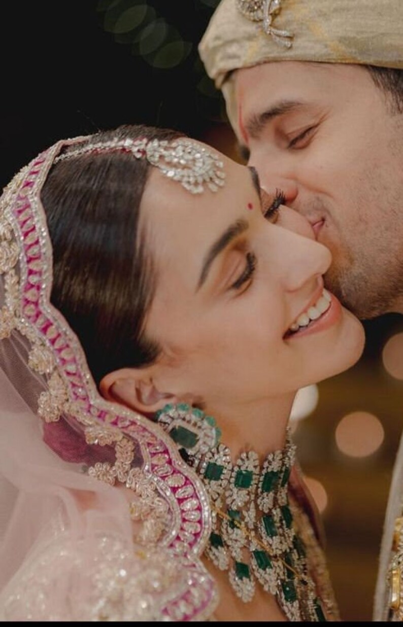 Kiara Advani Emerald CZ Diamond Bridal Necklace American Etsy
