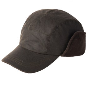 Charltons of Northumberland 100% coton ciré britannique Oreillette imperméable Trappeur Mountain Hat Casquette de baseball image 4