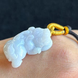 Light Purple Pixiu 貔貅 Jadeite Jade Pendant Necklace, 100% Untreated Certified Genuine Type A Burmese Jadeite, Grade A Jadeite, Burma Jadeite
