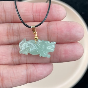 Icy Green Jadeite, 100% Untreated Certified Genuine Type A Burmese Jadeite, Qilin Jadeite Jade Pendant Necklace, Burma Jadeite
