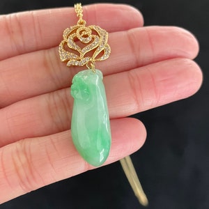Green Jadeite, 100% Untreated Certified Genuine Type A Burmese Jadeite, Fugua Jadeite Jade Pendant Necklace, Grade A Jadeite, Burma Jadeite