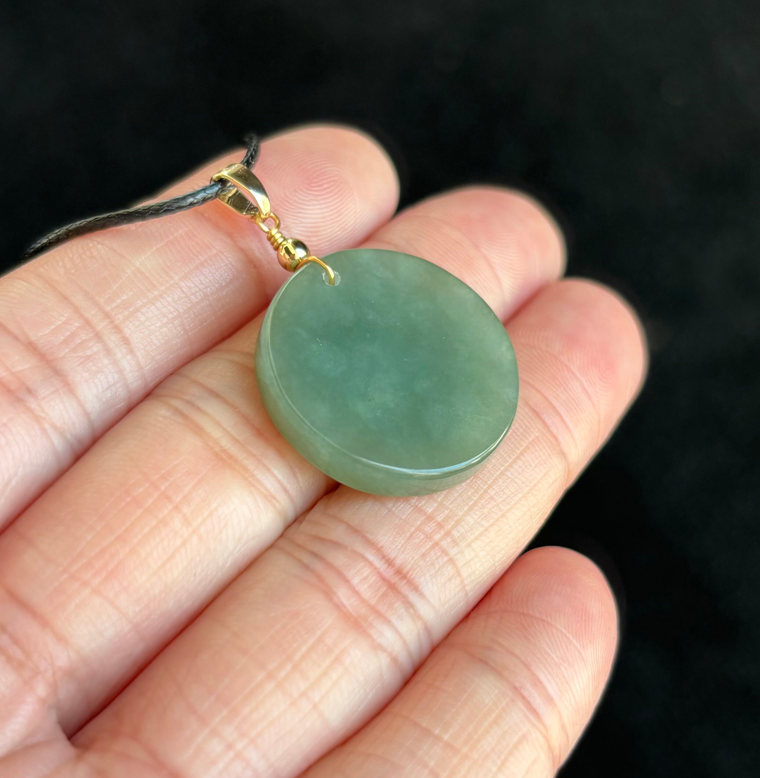 Icy Green Flat Disk 无事牌 Safe and Sound Jadeite Jade Pendant