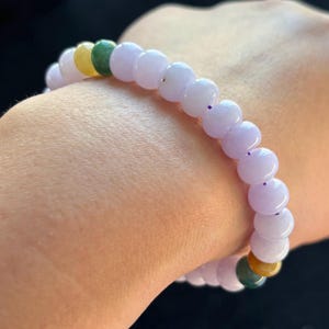 8.8mm Purple Abacus Jadeite Jade Beads Bracelet, 100% Untreated Certified Genuine Type A Burmese Jadeite, Grade A Jadeite, Burma Jadeite