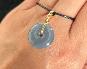 Icy Blue Purple Donut Jadeite Jade Pendant, 100% Untreated Certified Genuine Type A Burmese Jadeite, Grade A Jadeite, Burma Jadeite