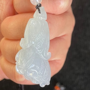 Icy White Cabbage Jadeite Jade Pendant Necklace, 100% Untreated Certified Genuine Type A Burmese Jadeite, Grade A Jadeite, Burma Jadeite