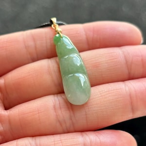 Green Jadeite Jade, Lucky Bean Jadeite Jade Pendant, 100% Untreated Certified Genuine Type A Burmese Jadeite, Grade A Jadeite, Burma Jadeite