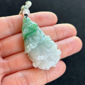 Bright Green Cabbage Jadeite Jade Pendant Necklace, 100% Untreated Certified Genuine Type A Burmese Jadeite, Grade A Jadeite, Burma Jadeite