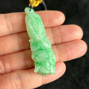 Green Cabbage Jadeite Jade Pendant, 100% Untreated Certified Genuine Type A Burmese Jadeite, Grade A Jadeite, Burma Jadeite