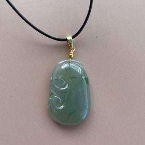 Icy Green Jadeite, 100% Untreated Certified Genuine Type A Burmese Jadeite, Ruyi Jadeite Jade Pendant Necklace, Burma Jadeite