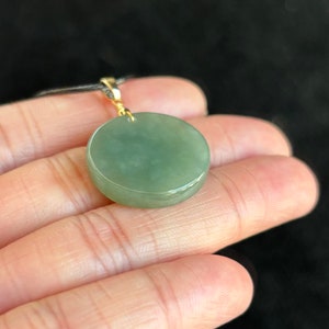 Icy Green Flat Disk 无事牌 Safe And Sound Jadeite Jade Pendant, 100% Untreated Certified Genuine Type A Burmese Jadeite, Grade A Jadeite