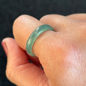 9 US Icy Green Jadeit Jade Ring, 100% unbehandelt, zertifiziert echter Typ A burmesischer Jadeit, Grade A Jadeit, Burma Jadeit