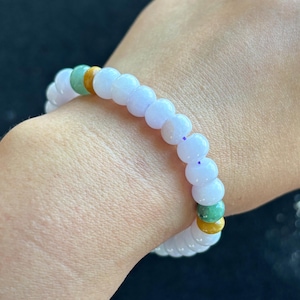 8.8mm Purple Abacus Jadeite Jade Beads Bracelet, 100% Untreated Certified Genuine Type A Burmese Jadeite, Grade A Jadeite, Burma Jadeite